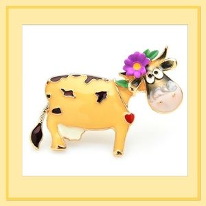 Flower Cow Brooch
